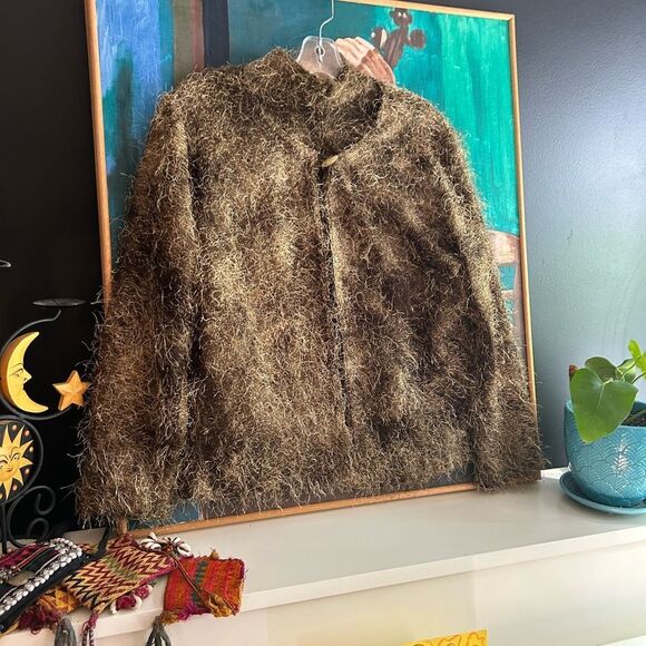 Joseph Ribkoff Textured Brown Sweater Vest Jacket Set 14 - Picture 1 of 16